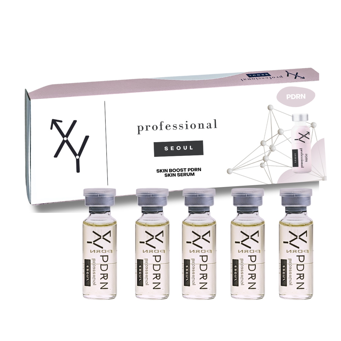 XY PROFESSIONAL SEOUL PDRN Skin Booster Serum – Korean Peptide Ampoule for Hydration, Firm-Looking Skin & Radiance (5ml × 5)